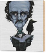 Edgar Allan Poe, Blue Wood Print