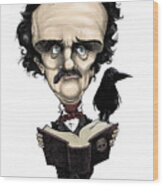 Edgar Allan Poe In Color Wood Print