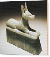 Egyptian Dog Carving Wood Print