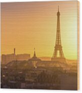 Eiffel Tower And Grand Palais At Sunset Wood Print