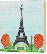 Eiffel Tower In The Fall Wood Print