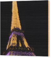Eiffel Tower - Tangerine And Purple Abstract Wood Print