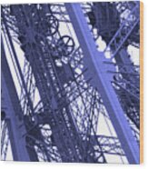 Eiffel Tower Workings - Blue Wood Print