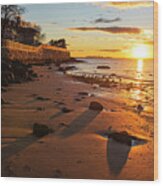 Fisherman's Beach Rock Wall Sunset Swampscott Massachusetts North Shore Wood Print