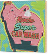 Elephant Car Wash - Rancho Mirage - Palm Springs Wood Print