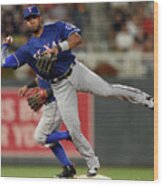 Elvis Andrus And Taylor Motter Wood Print