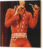 Elvis In Red Wood Print