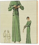 Emerald Dress And Overcoat Wood Print