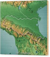 Emilia-romagna Italy 3d Render Topographic Map Color Border Wood Print