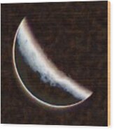 End Of A Lunar Eclipse Wood Print
