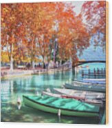 European Canal Scenes Annecy France Wood Print