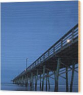Evening At The Pier - Topsail Island Wood Print