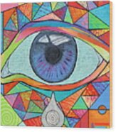 Eye With Silver Tear Wood Print