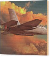 F-35 Sunset Wood Print