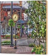 Fairhope Ave With Clock Down Section Street Wood Print