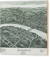 Fairmont And Palatine West Virginia Vintage Map Birds Eye View 1897 Wood Print