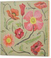 Fairytale Poppies Wood Print