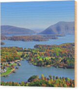 Fall Aerial Smith Mountain Lake Wood Print