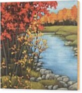 Fall Colors, Red Trees Wood Print