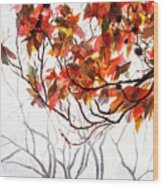 Fall Leaves - Watercolor Art Wood Print