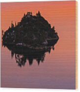 Fannette Island Lake Tahoe - Last Sunset Of The Decade Wood Print