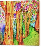 Fantasy Forest Alcohol Ink Painting Wood Print