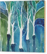 Fantasy Forest In Watercolor Wood Print