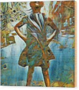 Fearless Girl Future Is Female Painting 1 Wood Print