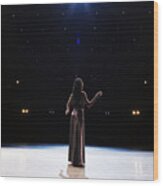 Female Opera Singer Performing Solo On Stage, Rear View Wood Print