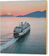 Ferry Sunset Wood Print