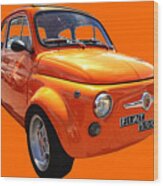 Fiat 500 Orange Wood Print
