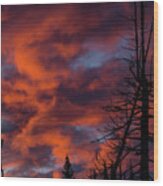 Fiery September Sunset At Deer Park Wood Print