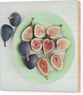 Figs On Mint Wood Print