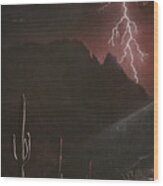 Finger Rock Canyon Lightning Storm, Tucson Wood Print
