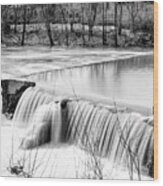 Finley River Dam By Ozark Mill Grayscale Wood Print
