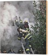 Firefighter Bailout 1 Wood Print