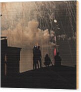 Firework Smoke Valparaiso Wood Print