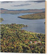 First Connecticut Lake Pittsburg Nh Panorama - September 2021 Wood Print