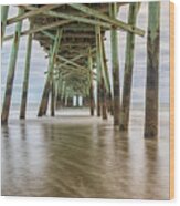 Fishing Pier At Atlantic Beach Nc- February 02 22 Wood Print