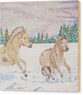 Fjord Horses Wood Print