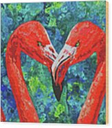 Flamingle Wood Print