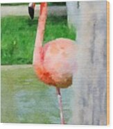 Flamingo Watercolor Wood Print