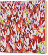 Flight Of The White Doves - Colorful Abstract Contemporary Acrylic Painting Wood Print