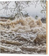 Flooded River During Persistent Heavy Rain. Wood Print