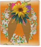 Floral Wreath Happy Thanksgiving Card Wood Print
