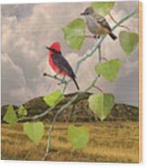 Flycatchers And Cottonwood Wood Print