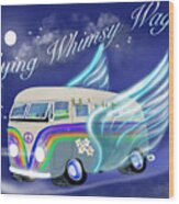 Flying Whimsy Wagon Wood Print
