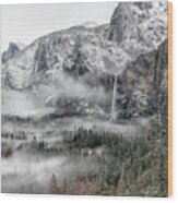 Foggy Morning Bridalveil Fall Wood Print