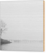 Foggy Morning On The Neuse River Near Oriental North Carolina Wood Print
