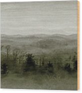 Foggy Mountain View Wood Print